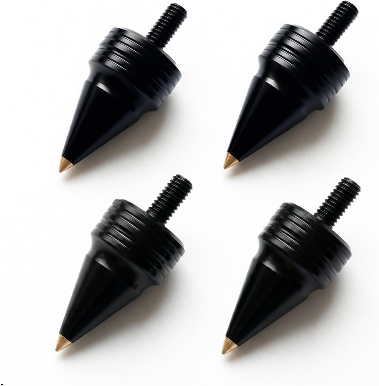 PrecisionGeek® Black Aluminium Speaker Spikes M6 Ø20mm x 34mm with Brass Tip – Set of 4